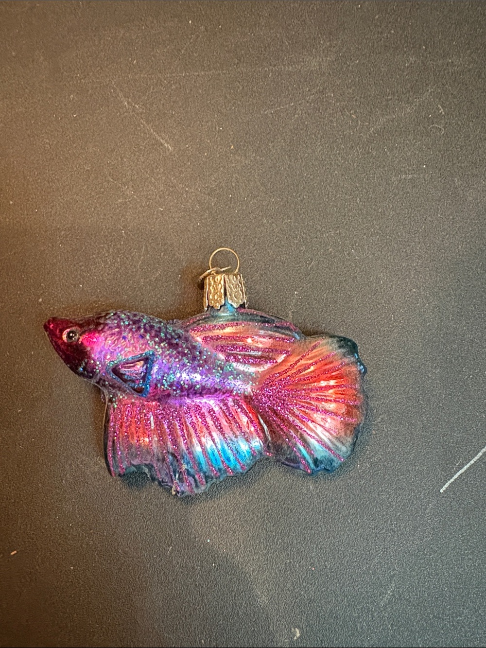 Old World Christmas Betta Fish Blown Glass Ornament 12384 Siamese Fighting Fish
